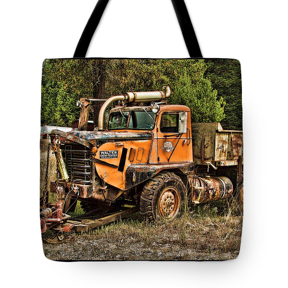 Snow Plow Tote Bag featuring the photograph Ready for Snow By Ron Roberts by Ron Roberts