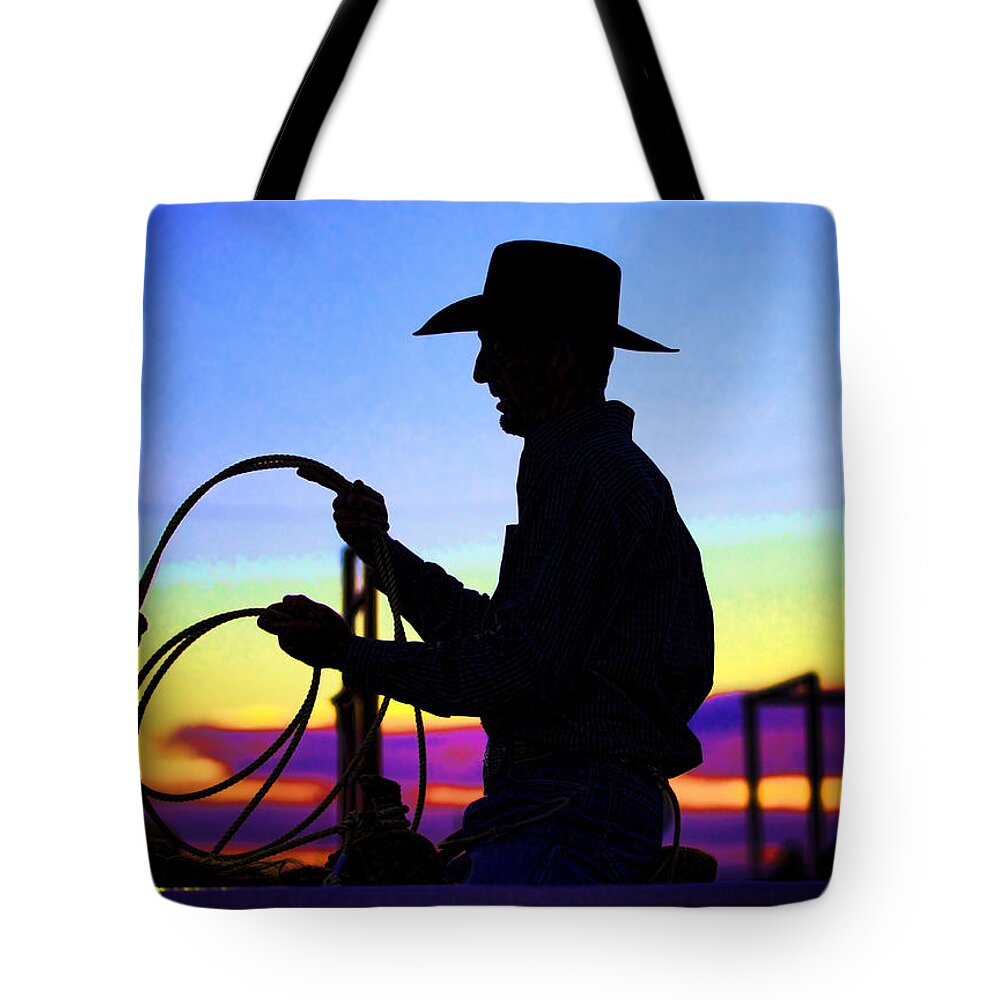 Cowboy Tote Bag featuring the photograph Ready to Rope I by Toni Hopper