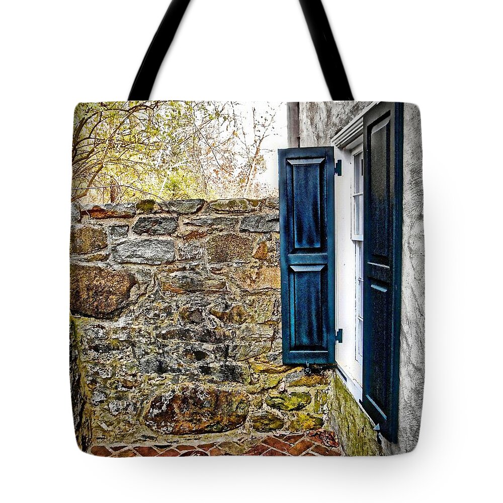 Early American Tote Bag featuring the photograph Rear Window by Joan Reese