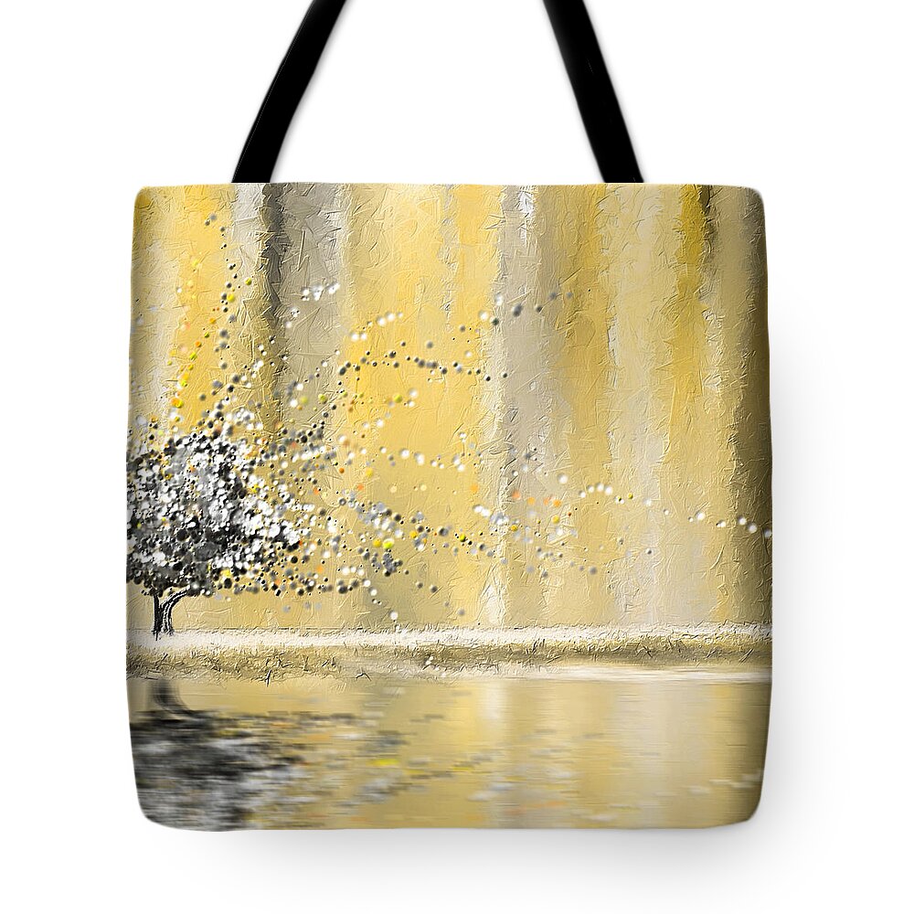 Yellow Tote Bag featuring the painting Reawakening by Lourry Legarde