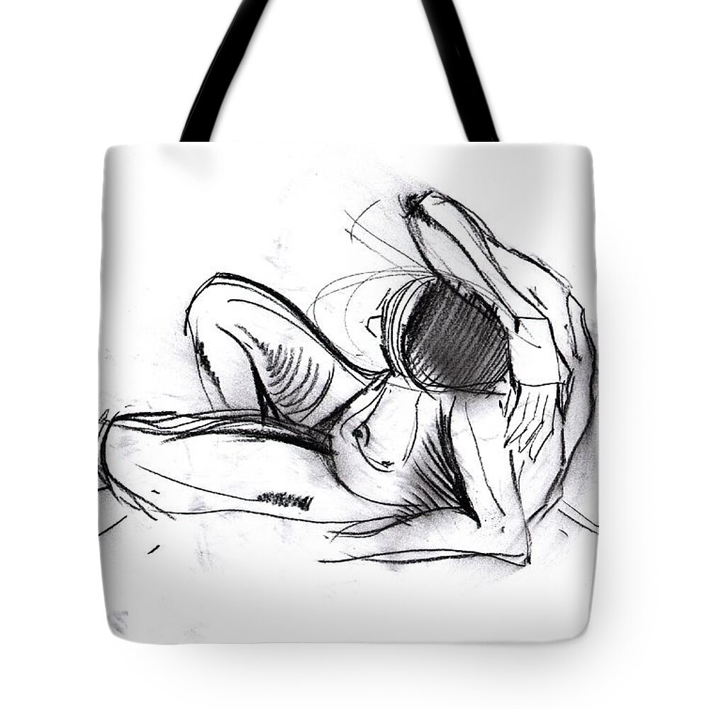 Figure Drawing Tote Bag featuring the drawing Recline by John Gholson