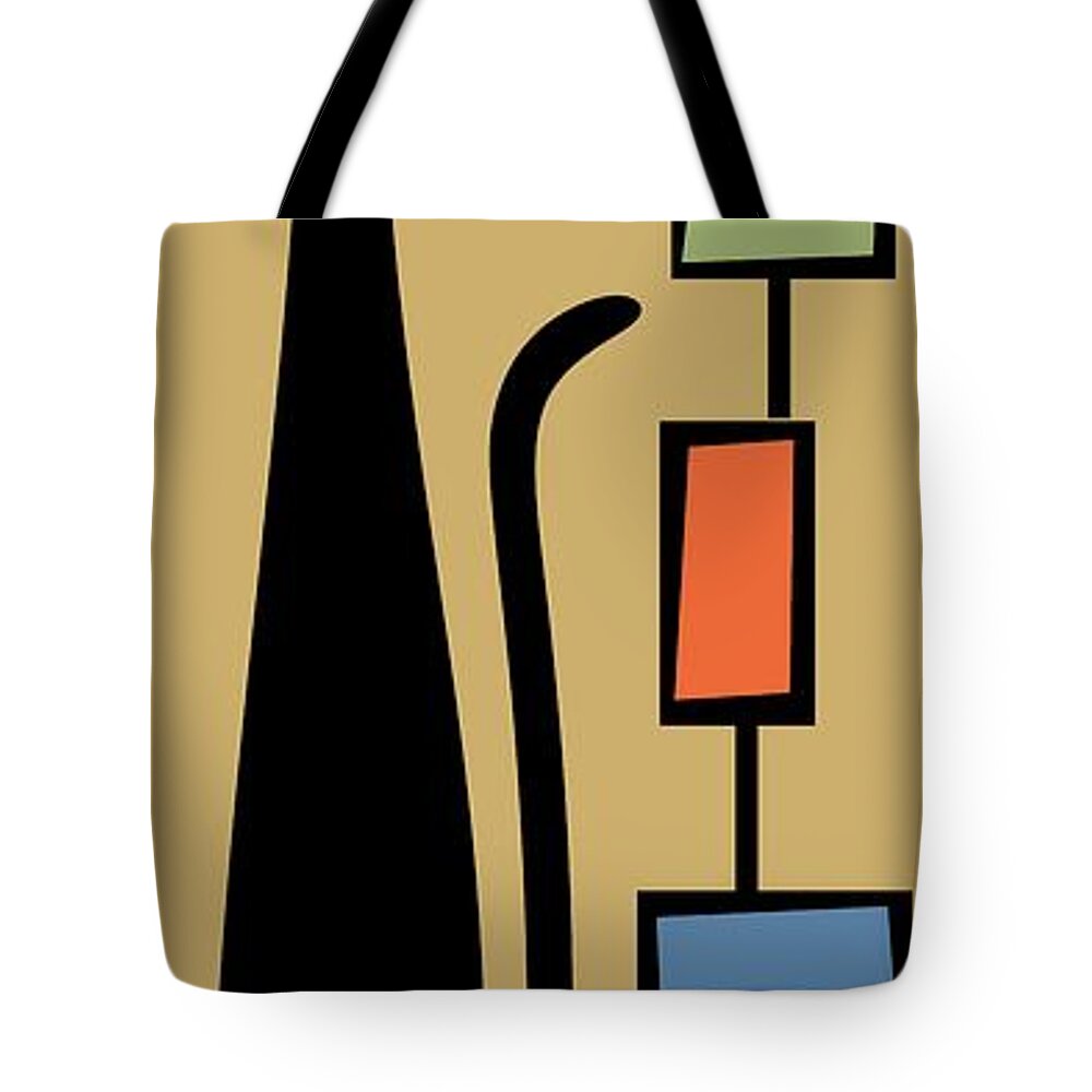 Mid Century Modern Tote Bag featuring the digital art Rectangle Cat 2 by Donna Mibus