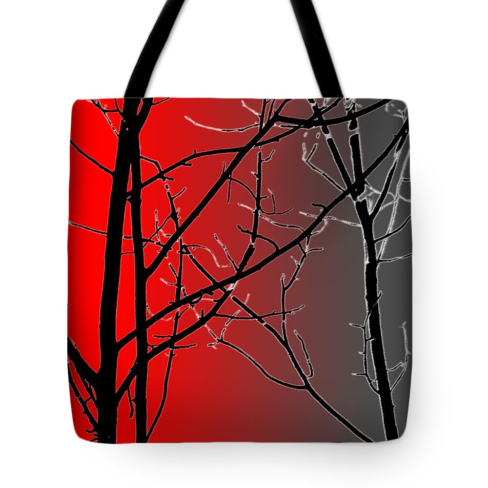 Branches Tote Bag featuring the photograph Red And Gray by Cynthia Guinn