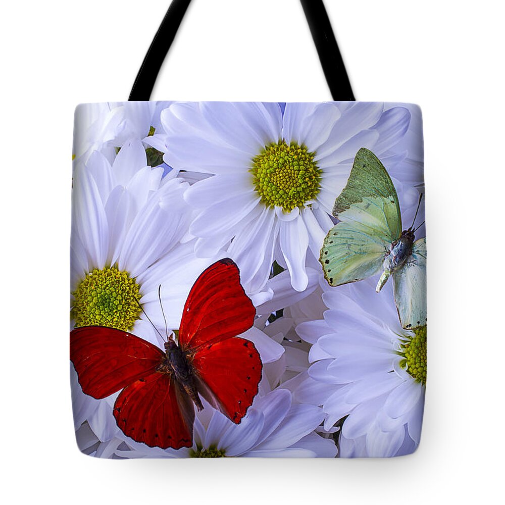 Beautiful Tote Bag featuring the photograph Red And Green Butterflies by Garry Gay