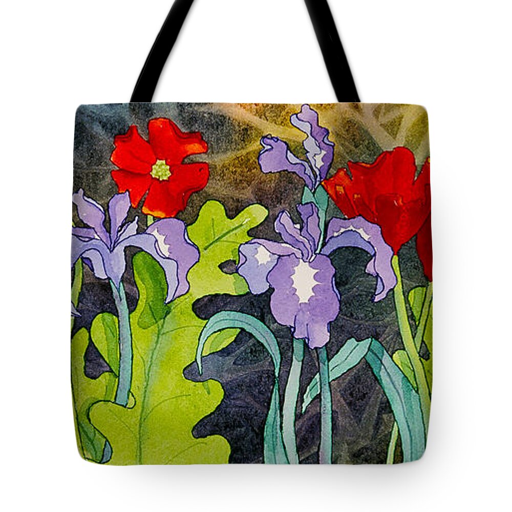 Red And Purple Tote Bag featuring the painting Red and Purple by Teresa Ascone