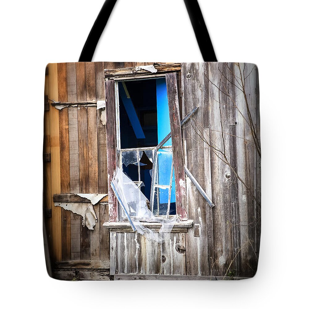 Abandoned Tote Bag featuring the photograph Red and White and Blue by Caitlyn Grasso
