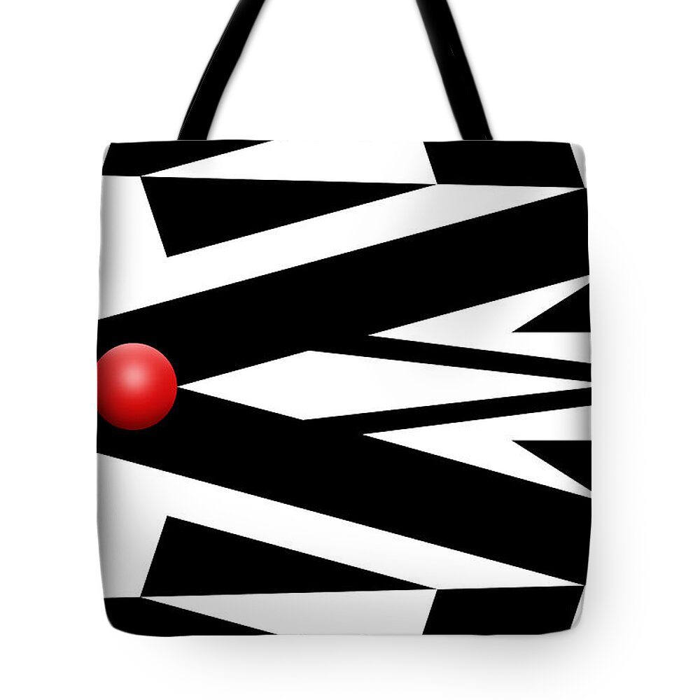 Abstract Tote Bag featuring the digital art Red Ball 27 by Mike McGlothlen