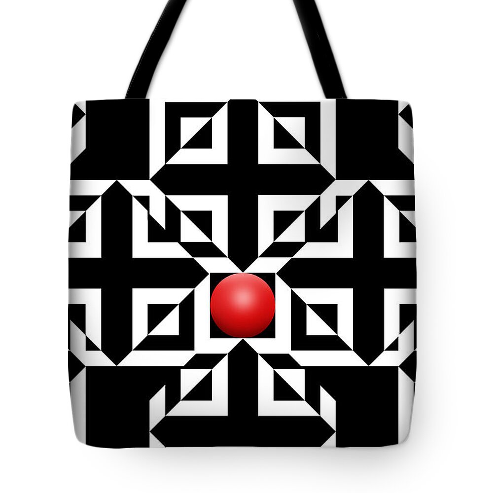 Abstract Tote Bag featuring the digital art Red Ball 5 by Mike McGlothlen