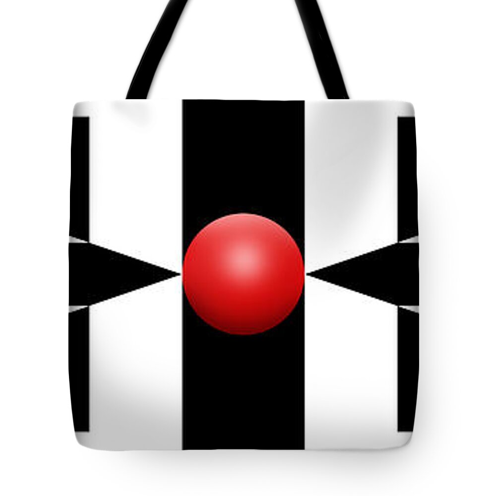 Abstract Tote Bag featuring the digital art RED BALL 2a Panoramic by Mike McGlothlen