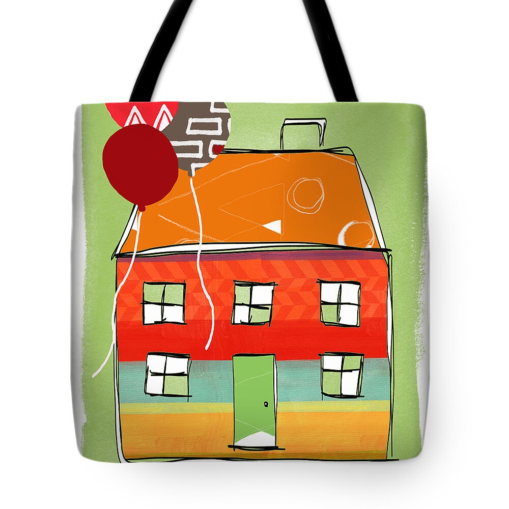 Balloons Tote Bag featuring the mixed media Red Balloon by Linda Woods