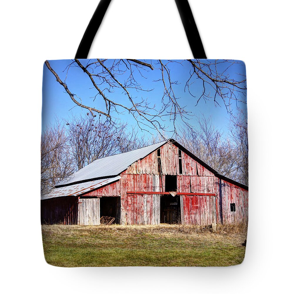 Rural Tote Bag featuring the photograph Red Barn on the Hill by Cricket Hackmann