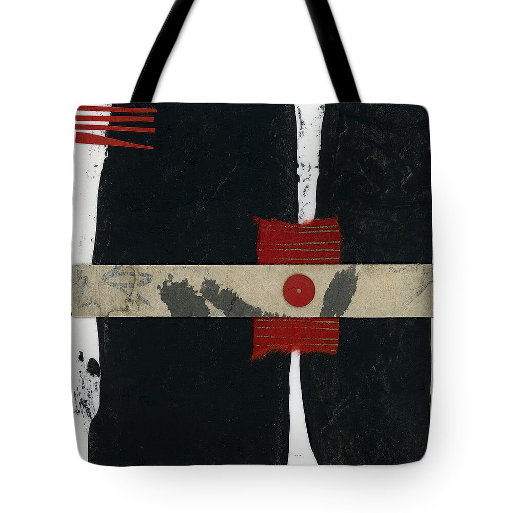 Collage Tote Bag featuring the photograph Red Black and White Collage 1 by Carol Leigh