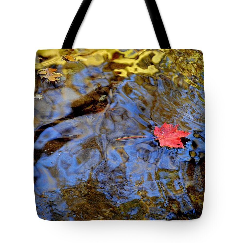 Red Tote Bag featuring the photograph Red Blue and Gold by Frozen in Time Fine Art Photography