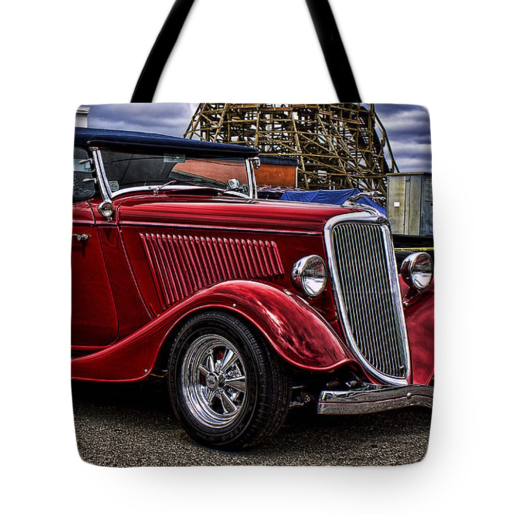 Hot Rod Tote Bag featuring the photograph Red Cabrolet by Ron Roberts