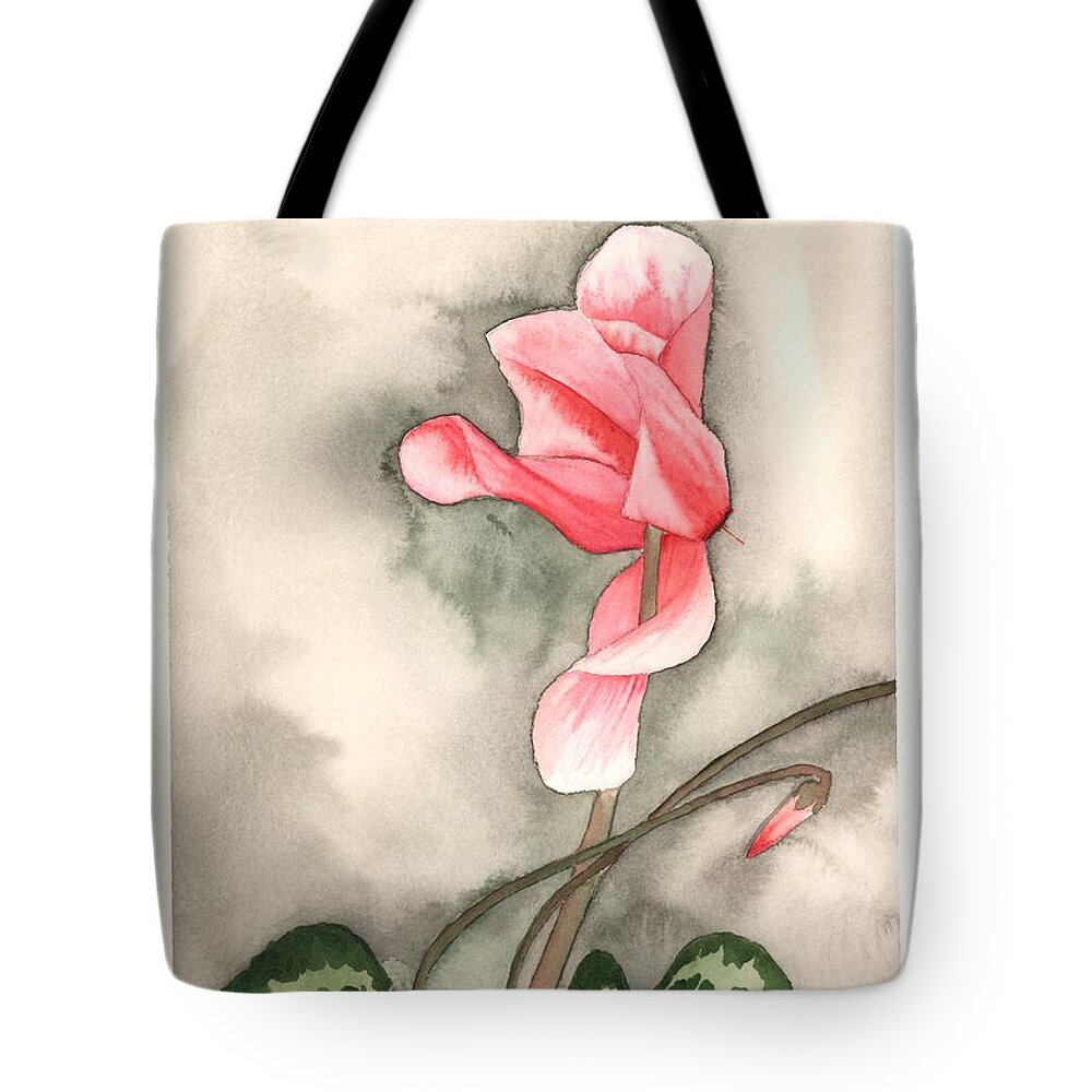 Cyclamen Tote Bag featuring the painting Red Cyclamen by Hilda Wagner
