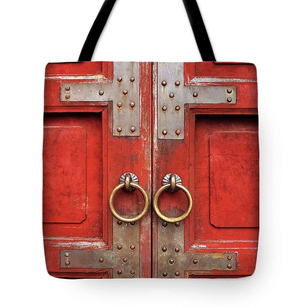 Vietnam Tote Bag featuring the photograph Red Doors 01 by Rick Piper Photography