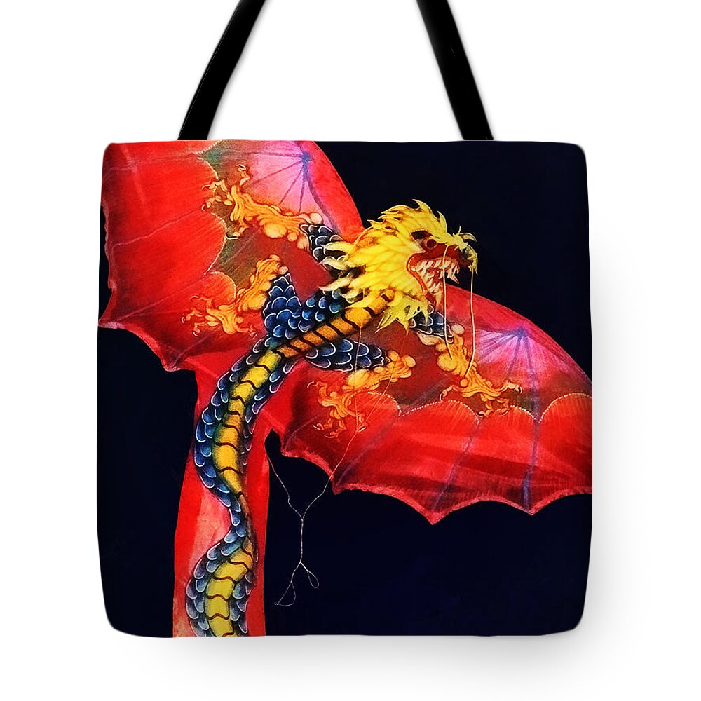 Kite Tote Bag featuring the photograph Red Dragon Kite by Susan Savad