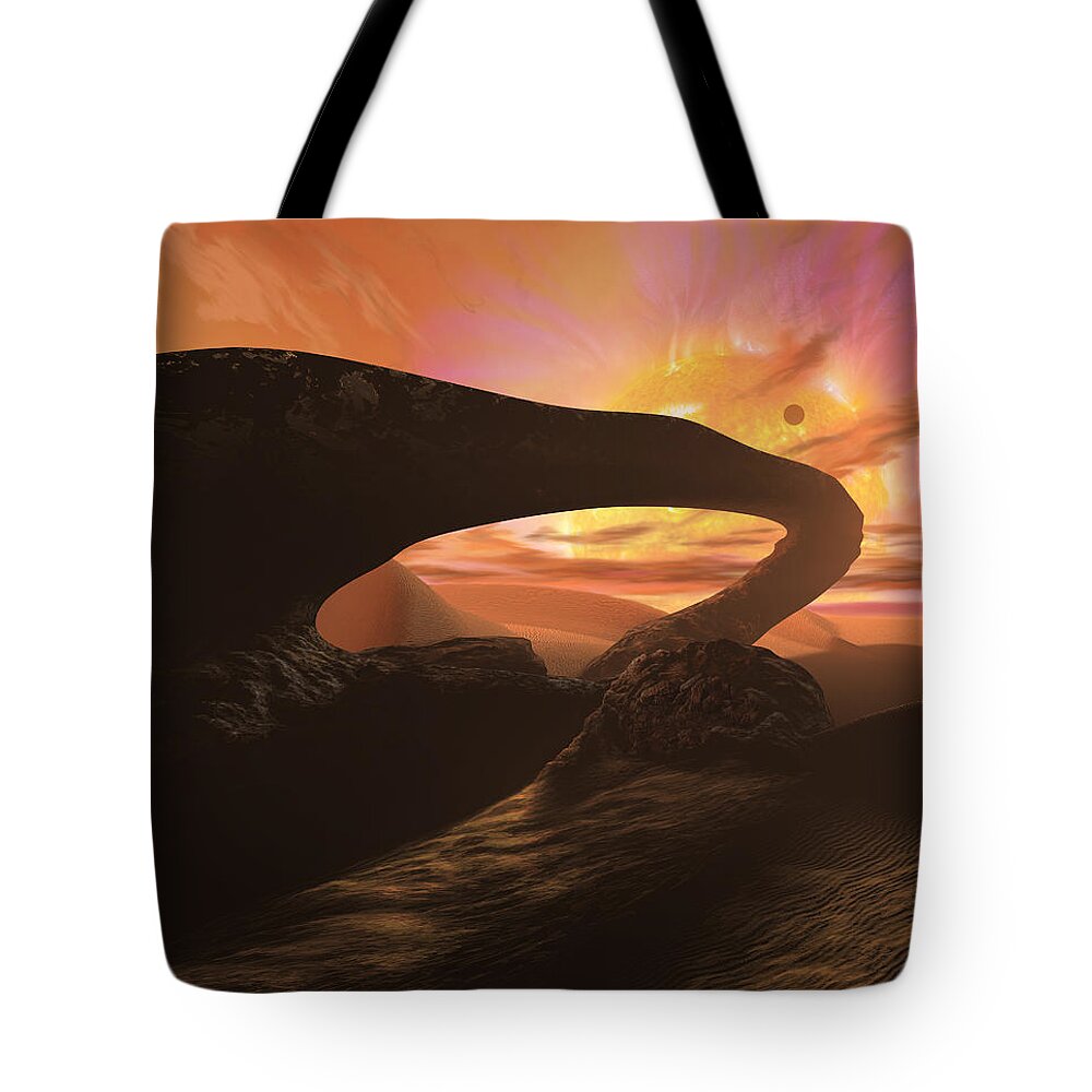 Science Fiction Tote Bag featuring the painting Red Dwarf Sun by Don Dixon