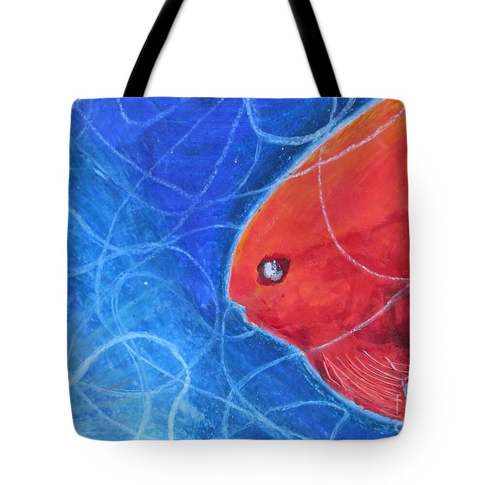 Red Tote Bag featuring the painting Red Fish by Samantha Geernaert