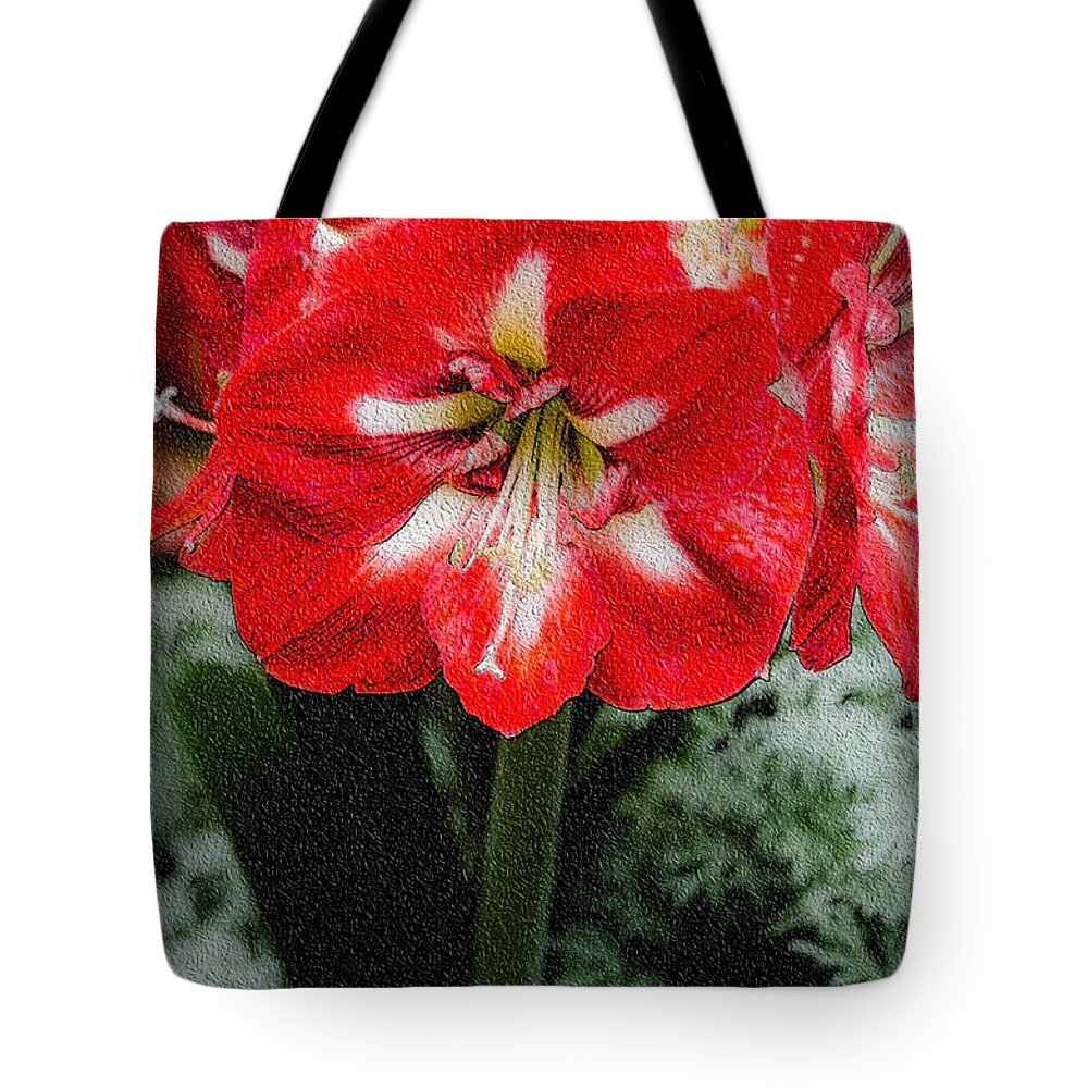 Flower Tote Bag featuring the photograph Red Flower with Starburst by Crystal Wightman