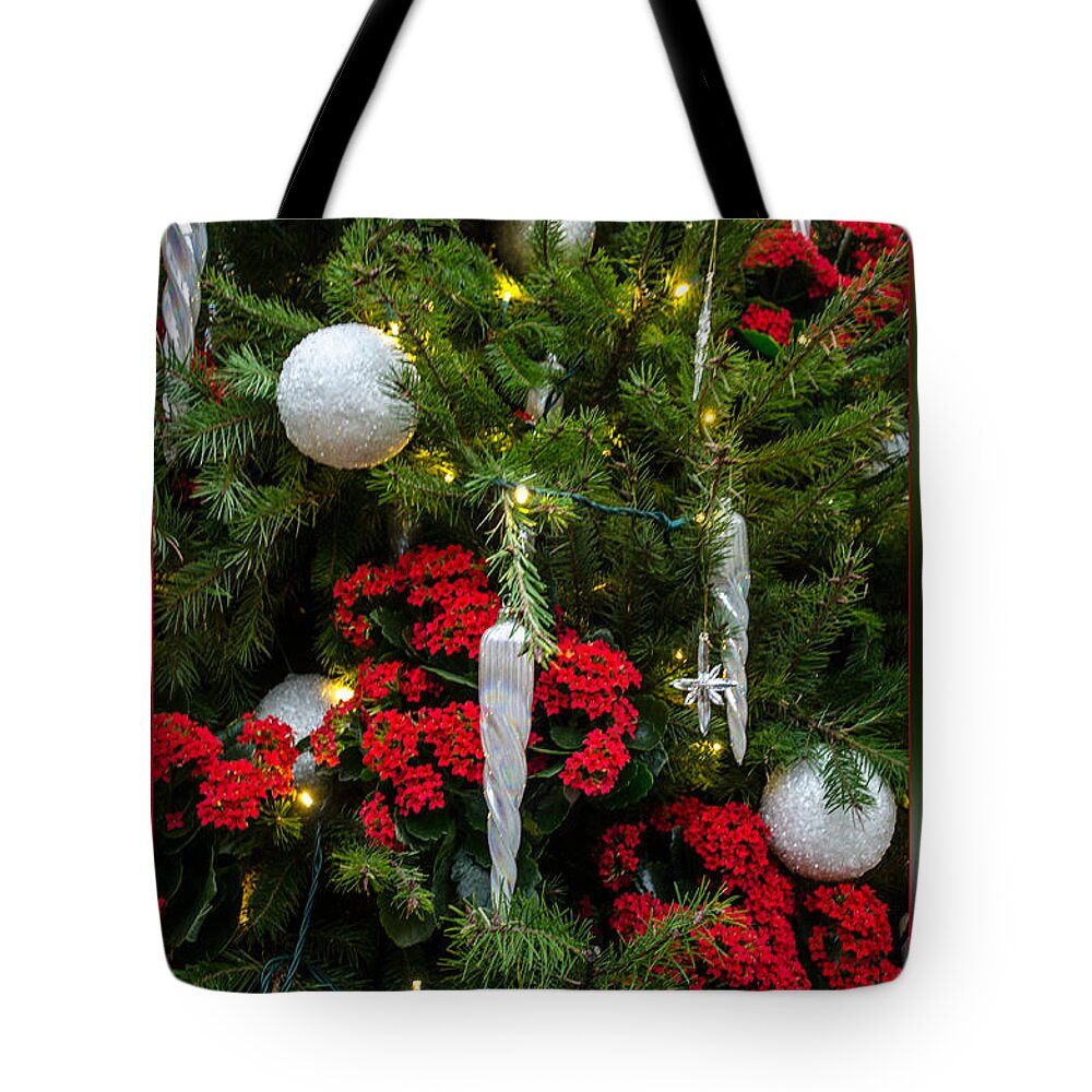 Christmas Tree Tote Bag featuring the photograph Red Green and Silver Balls by Crystal Wightman