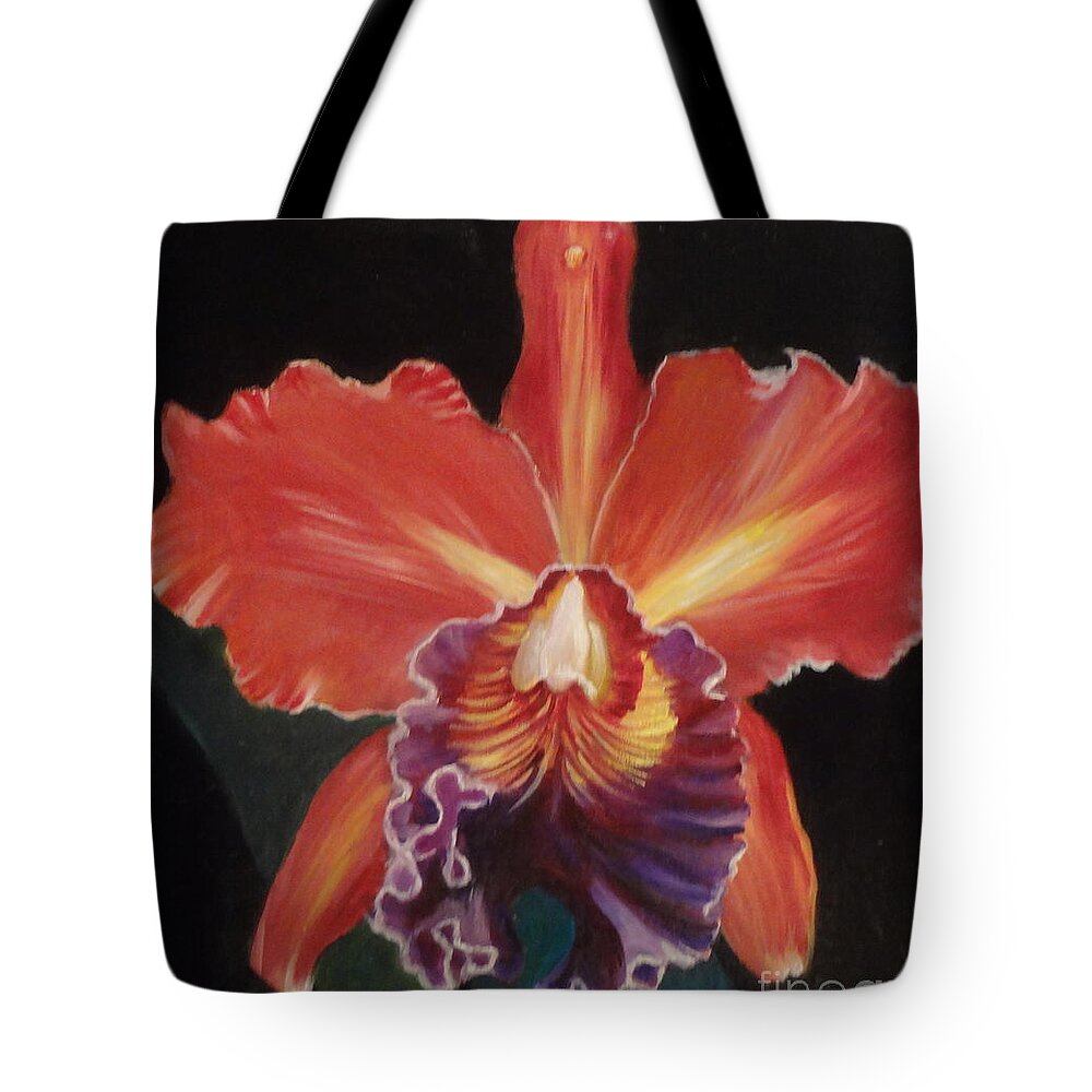 Red Hawaiian Orchid Tote Bag featuring the painting Red Hawaiian Orchid by Jenny Lee