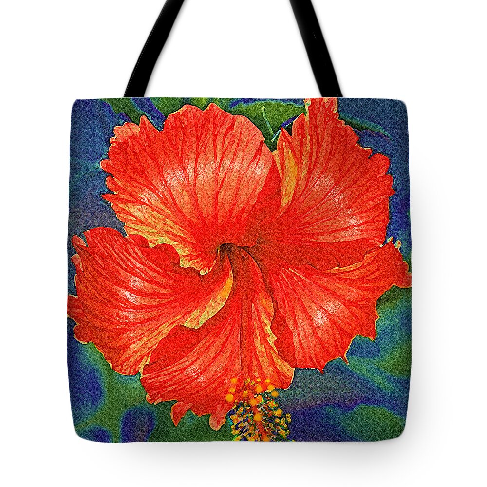 Hibiscus Tote Bag featuring the digital art Red Hibiscus Flower by Jane Schnetlage