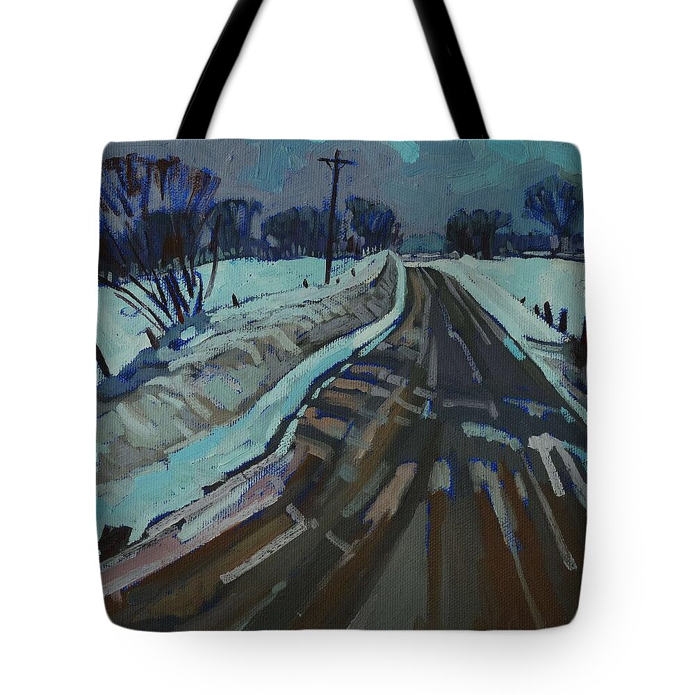 Chadwick Tote Bag featuring the painting Red Horse Road by Phil Chadwick
