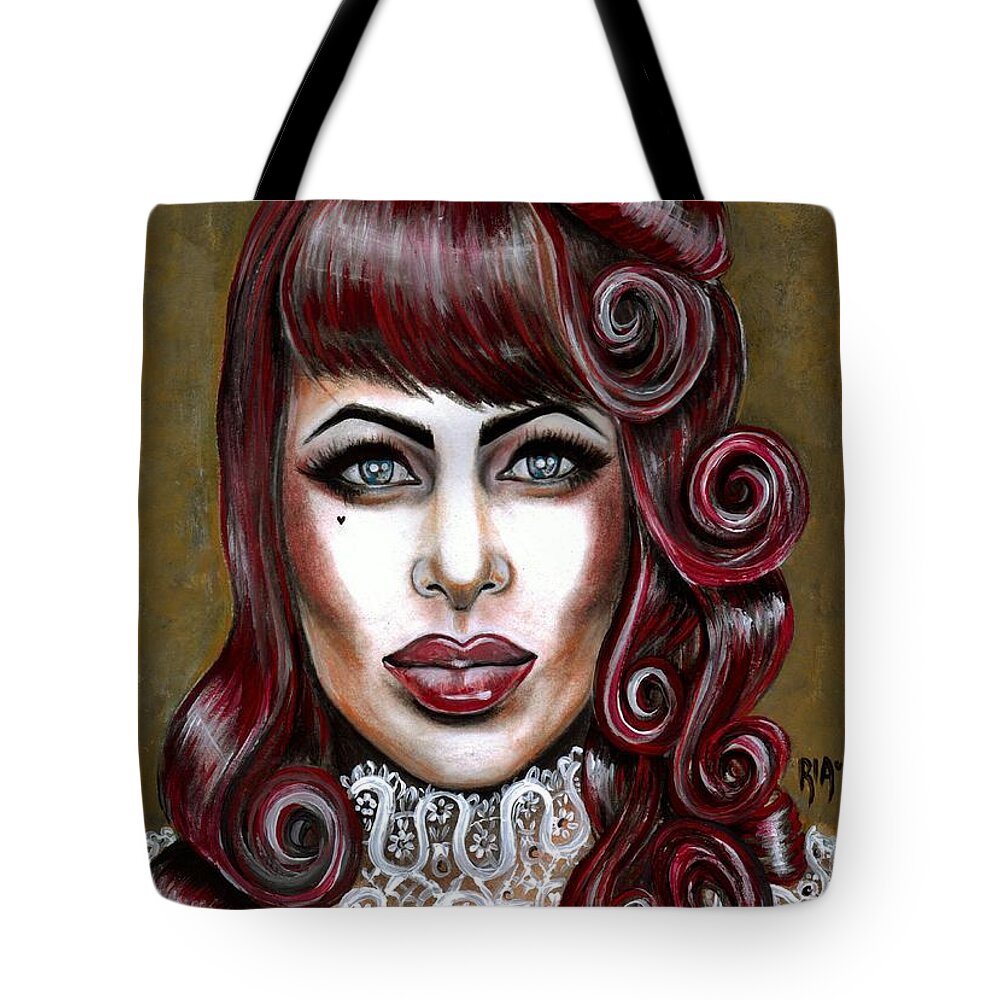 Retro Tote Bag featuring the photograph Red Muneca by Artist RiA