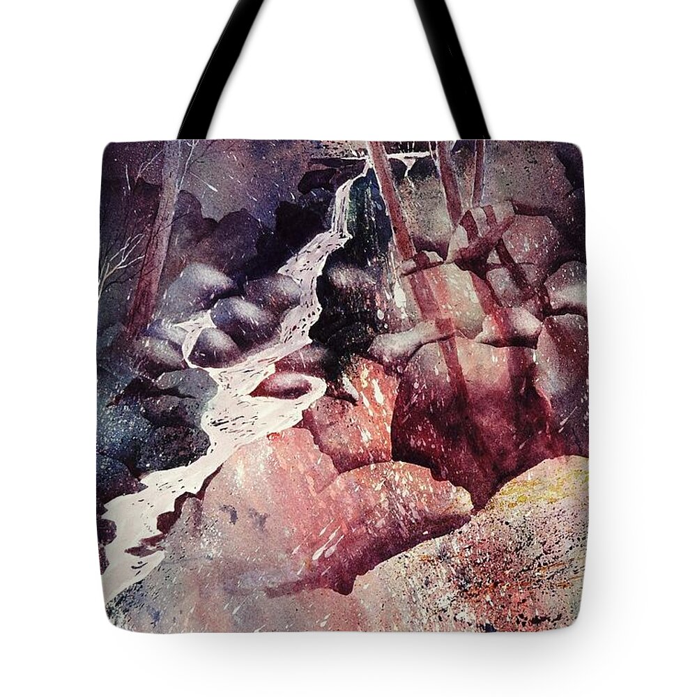  Tote Bag featuring the painting Red Ravine by John Svenson