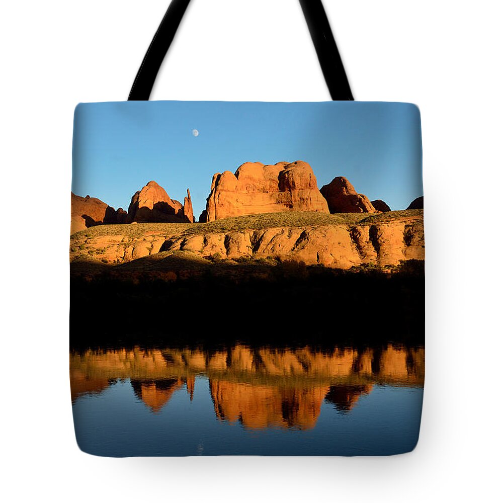 Utah Tote Bag featuring the photograph Red Rock Reflection in The Colorado River by Tranquil Light Photography