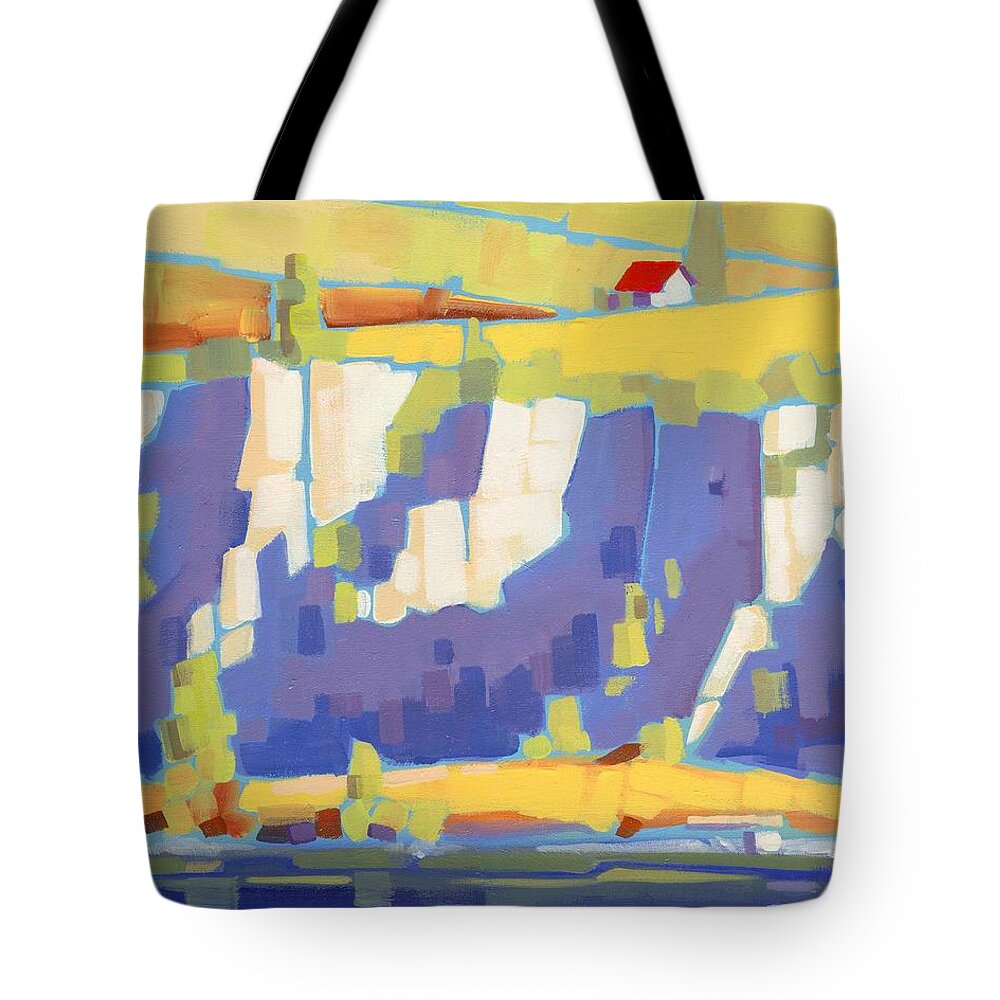 Landscape Tote Bag featuring the painting Red Roof by Larry Hunter