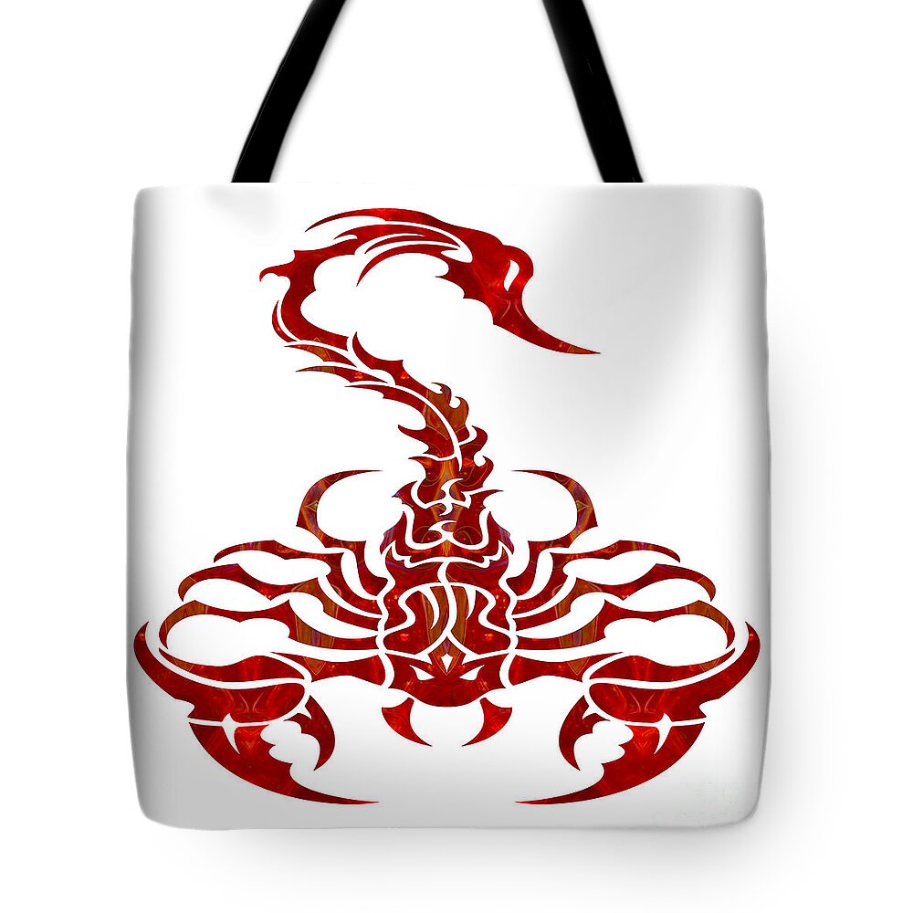 1x1 Tote Bag featuring the digital art Red Scorpion Fantasy Designs Abstract Holiday Art by Omaste Witk by Omaste Witkowski