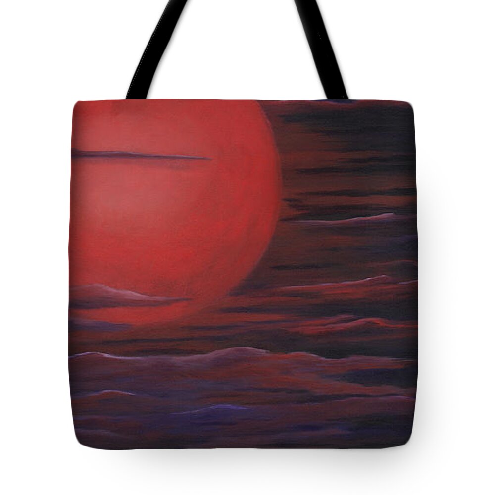 Acrylic Paintings Tote Bag featuring the painting Red Sky A Night by Michelle Joseph-Long