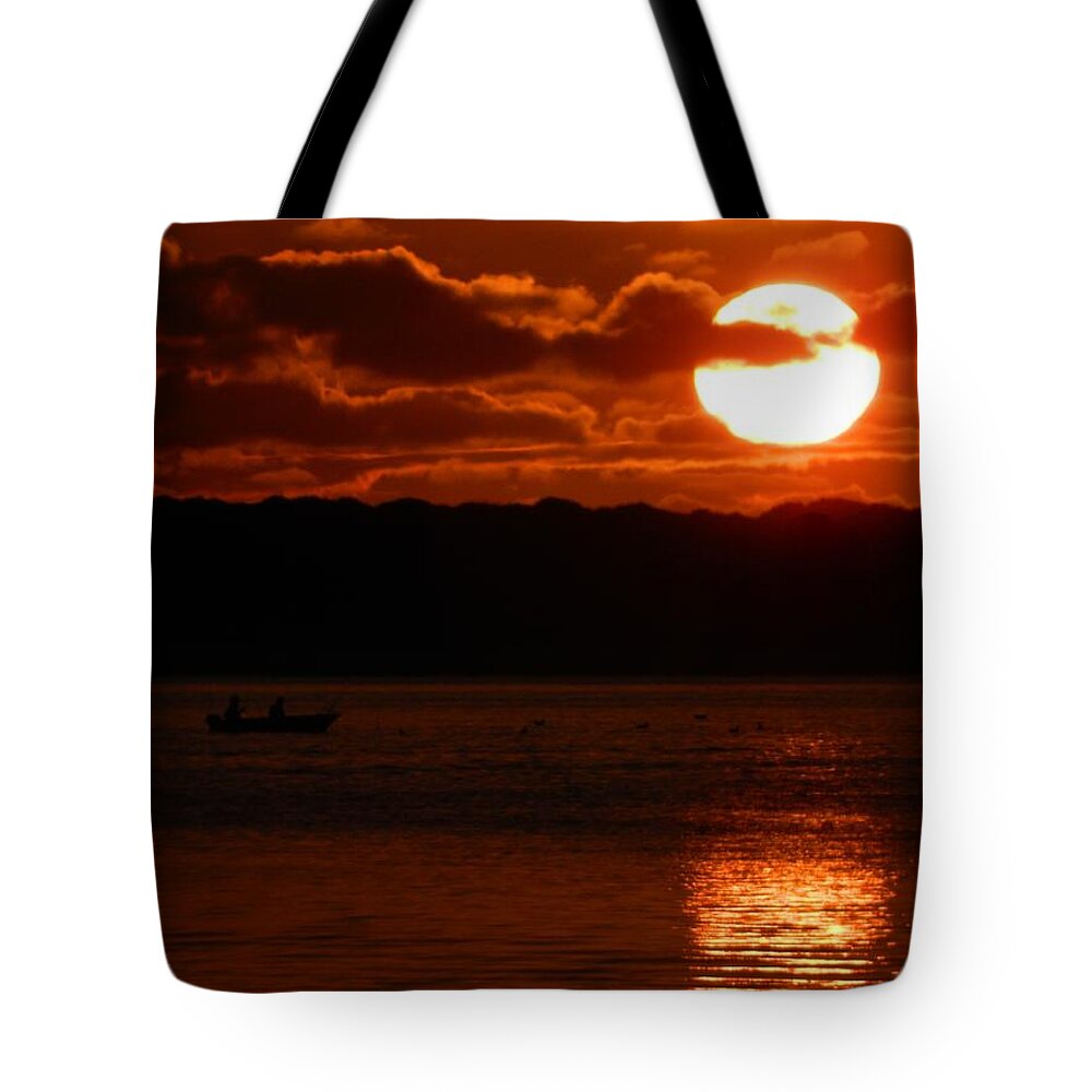 Sunset Tote Bag featuring the photograph Red Sky by Gallery Of Hope 