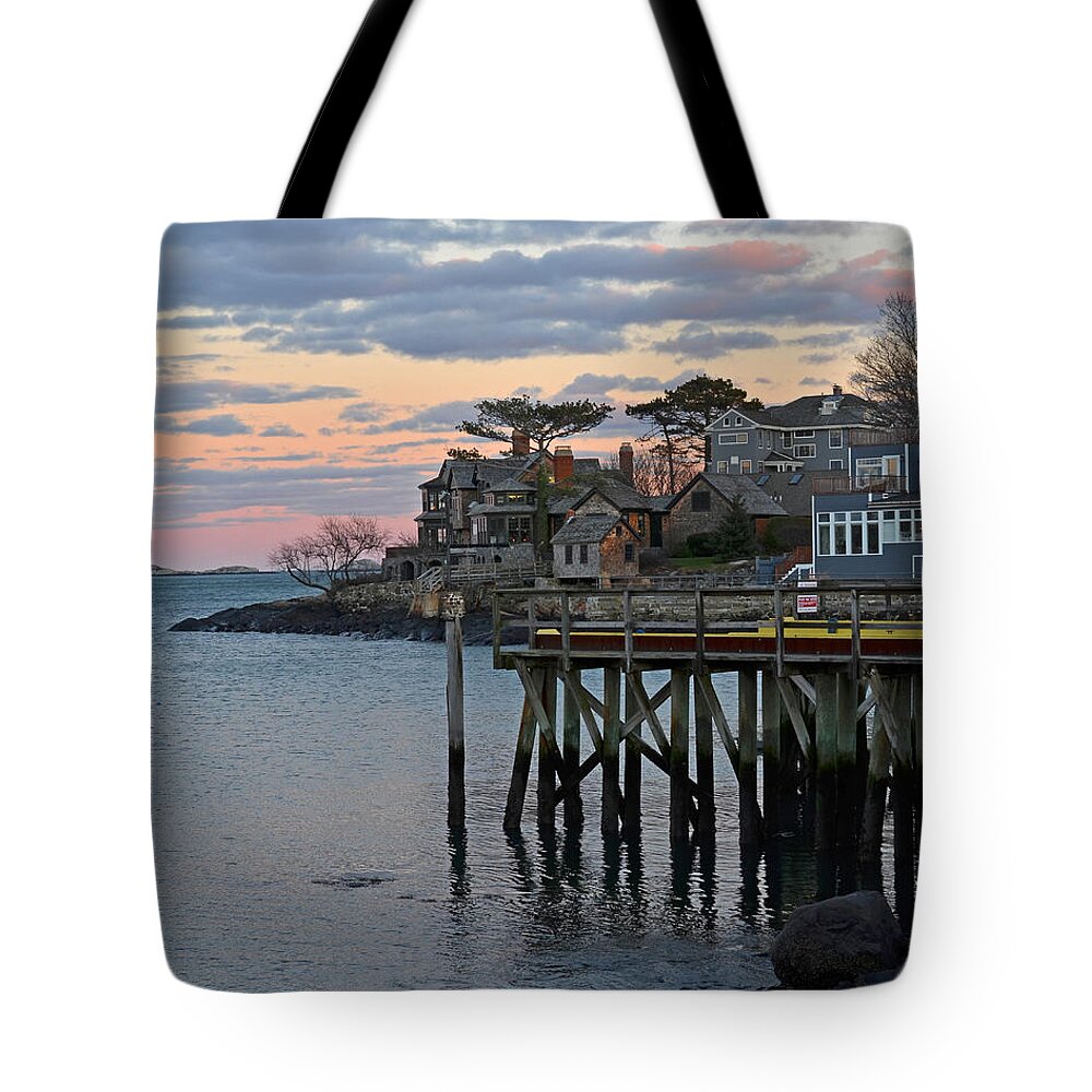 Marblehead Tote Bag featuring the photograph Red sky over Marblehead by Toby McGuire