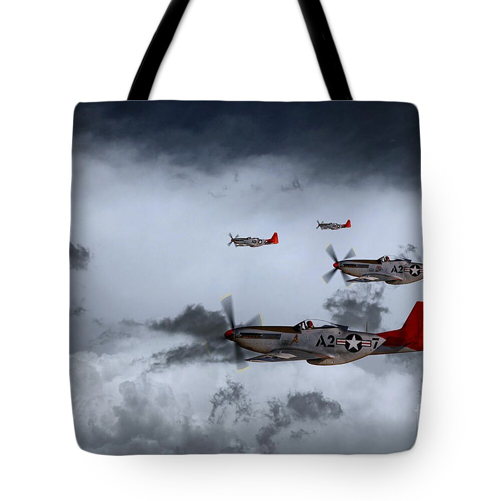 P51 Tote Bag featuring the digital art Red Storm by Airpower Art