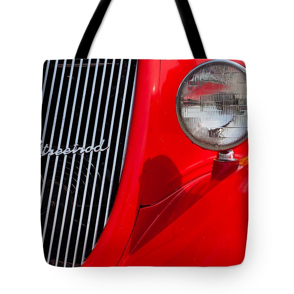 Headlight Tote Bag featuring the photograph Red Streetrod by Alexey Stiop