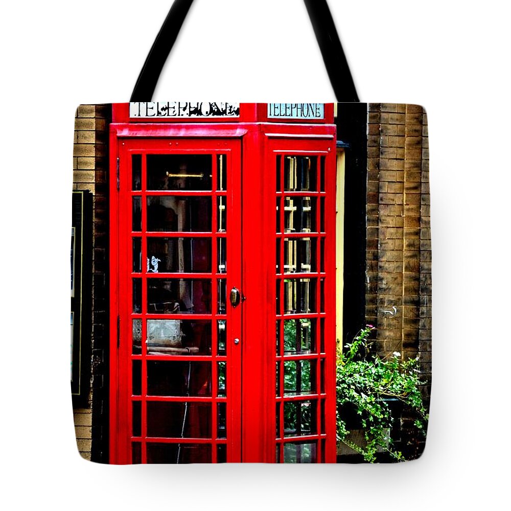 Telephone Box Tote Bag featuring the photograph Red Telephone Box by Tara Potts