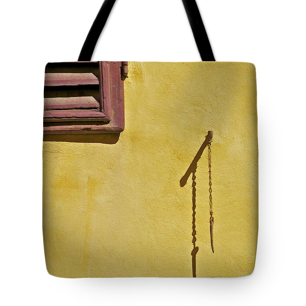 Artistic Tote Bag featuring the painting Red Window Shutter of Tuscany by David Letts