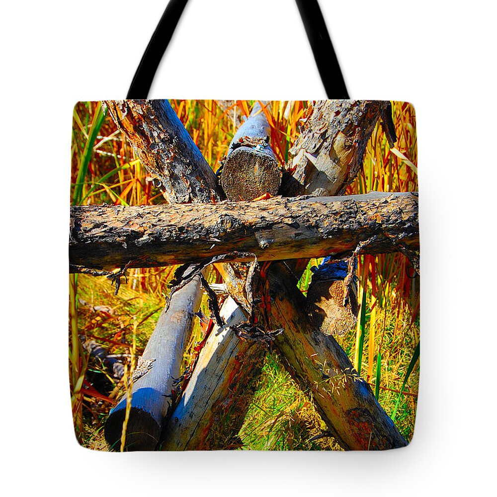 Reeds Wheat Wood Fence Crossing Eden Utah Tote Bag featuring the photograph Reed Crossing by Holly Blunkall