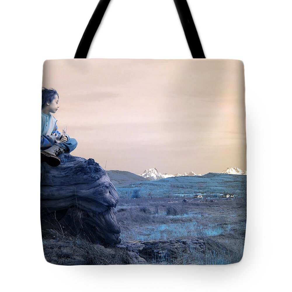 Boy Tote Bag featuring the photograph Reflecting Thoughts by Rebecca Parker