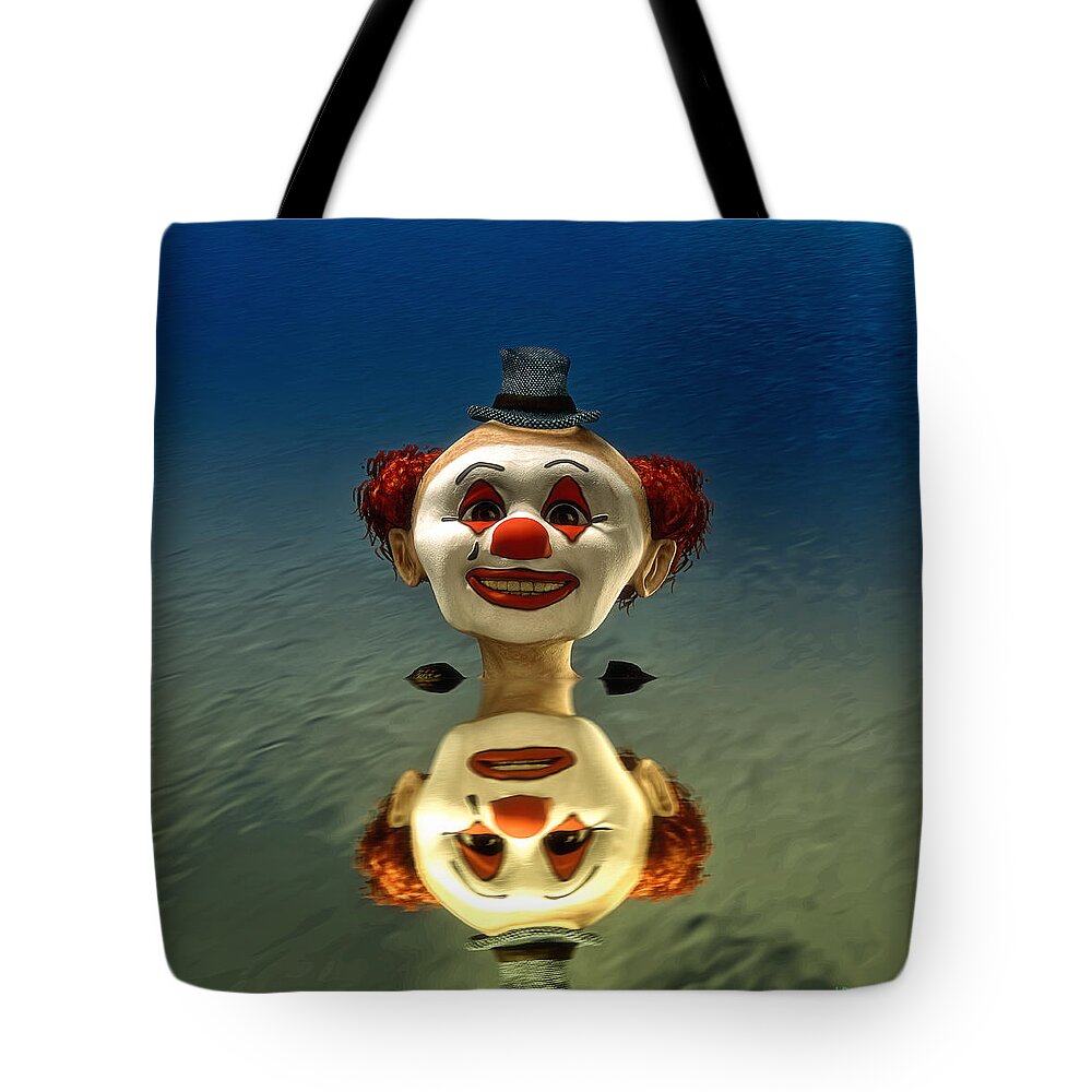 Clown Tote Bag featuring the digital art Reflection of a Clown by Ramon Martinez