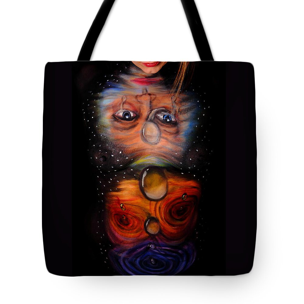 Bodypaint Tote Bag featuring the photograph Reflections by Angela Rene Roberts and Cully Firmin