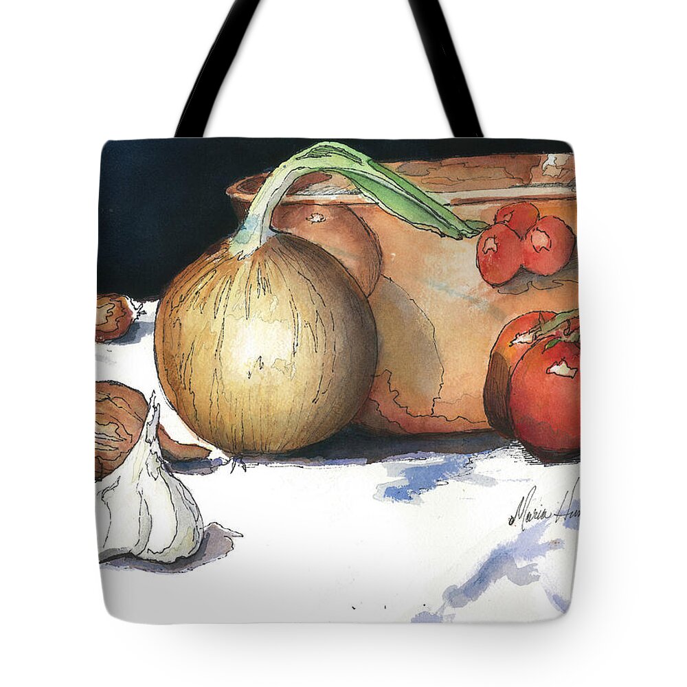 Tomatoes Tote Bag featuring the painting Reflections in Copper by Maria Hunt