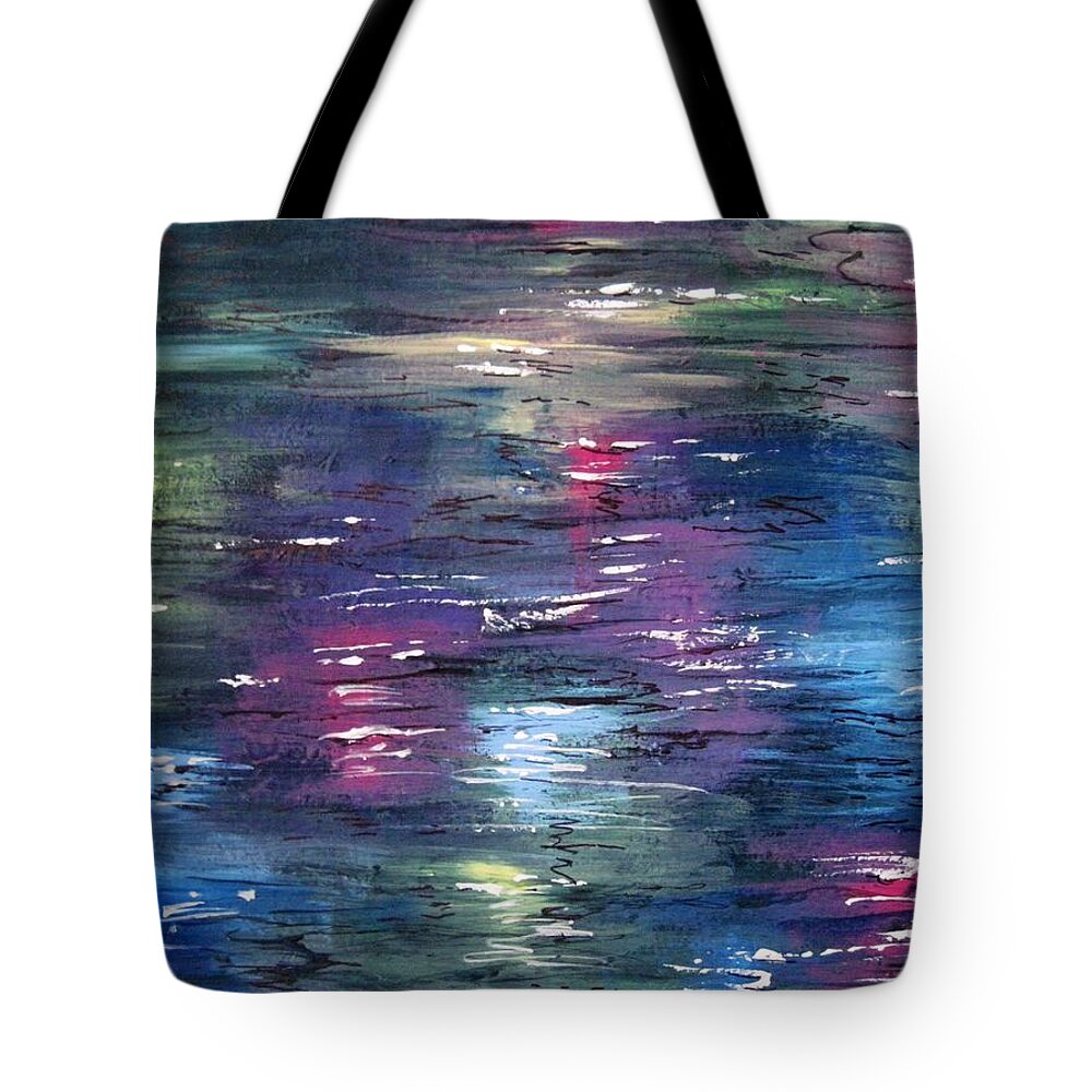 Abstract Tote Bag featuring the painting Reflections by Megan Walsh
