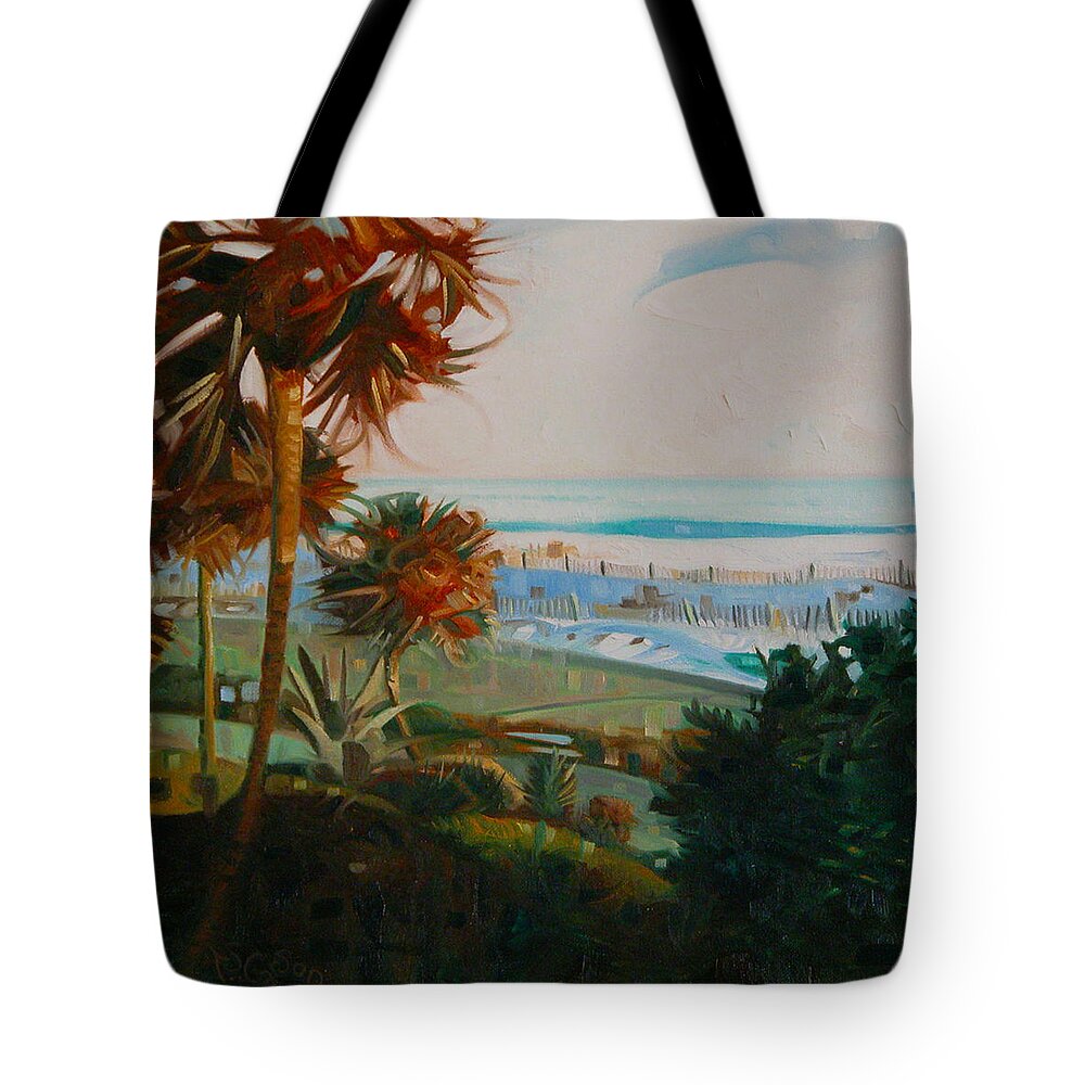 Beach Tote Bag featuring the painting Reflections of a Sunset by T S Carson