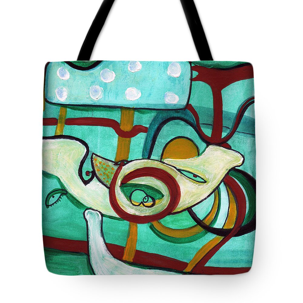 Wall Art Original Abstract Paintings Tote Bag featuring the painting Reflective 3 by Stephen Lucas