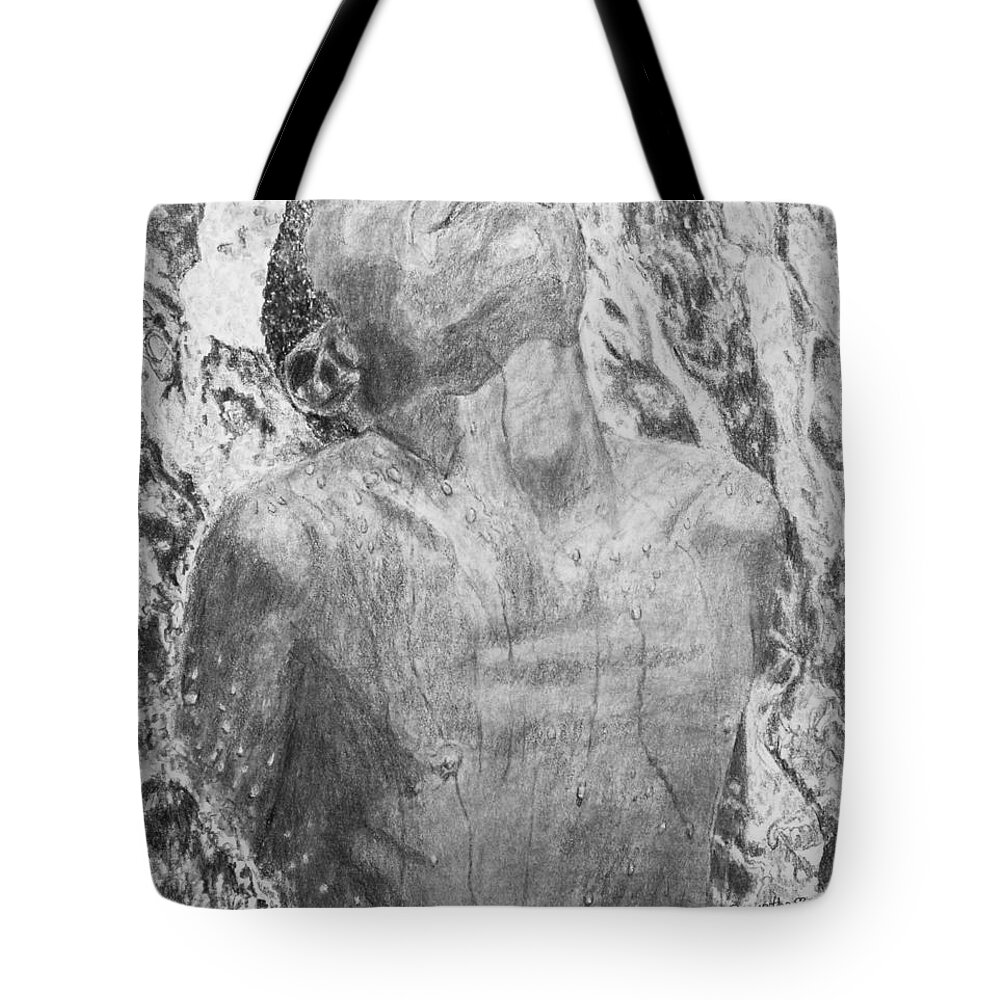 Water Tote Bag featuring the drawing Refreshing by Quwatha Valentine