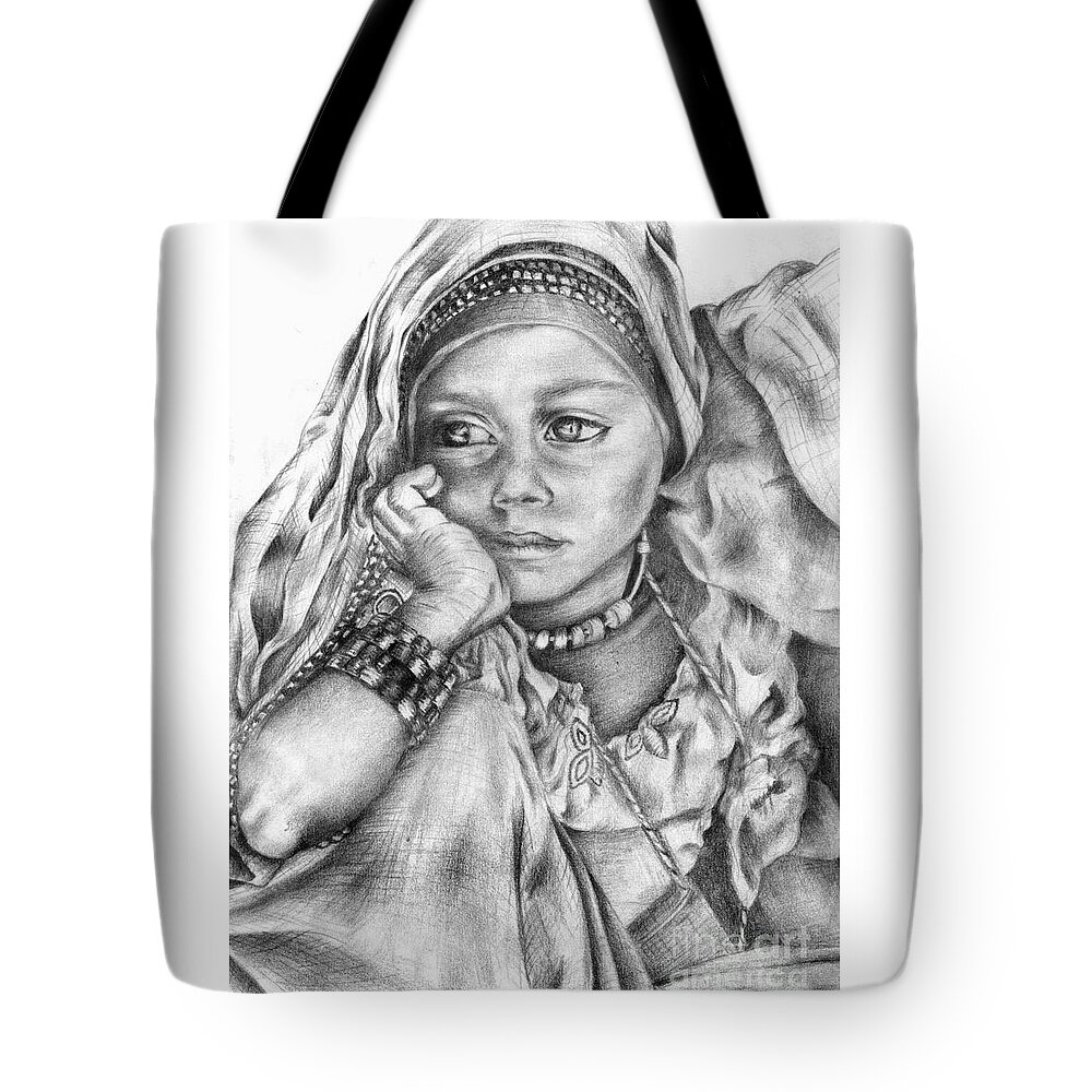 Refugee Tote Bag featuring the drawing Refugee by Monica Magallon